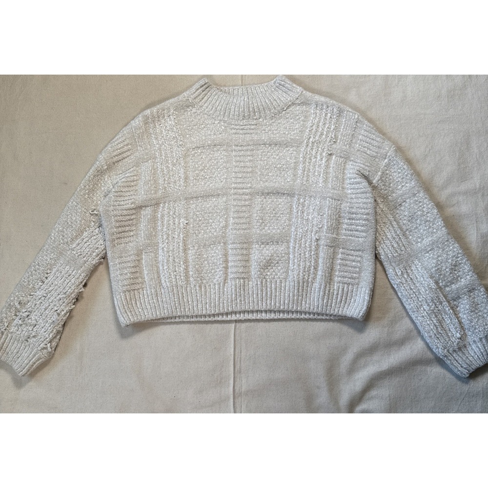 Lisa Says Gah Ivory Geometric Knit Pullover Sweater Sz S/XS